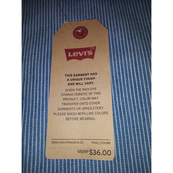 NWT Levi's Boy's Button Down Collared Shirt Blue Stripe L - Picture 8 of 10